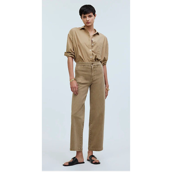Madewell Emmett Wide-Leg Crop Pant in Drill Khaki - Picture 1 of 11